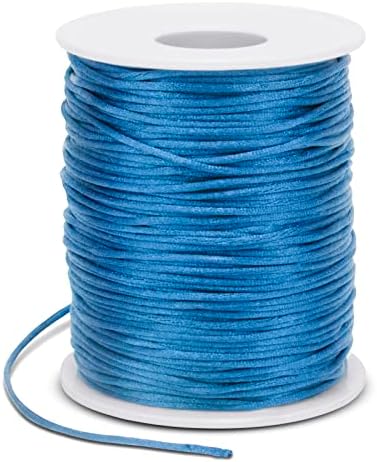 1.5mm Nylon Cord 328 Feet Satin Cord Nylon String for Bracelets, Bracelet Thread Bead String for Jewelry Making, Necklace, Chinese Knotting, Beading, DIY Crafts (Lake Blue)