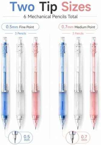 Four Candies Cute Mechanical Pencil Set, 6-Pack 0.5/0.7mm