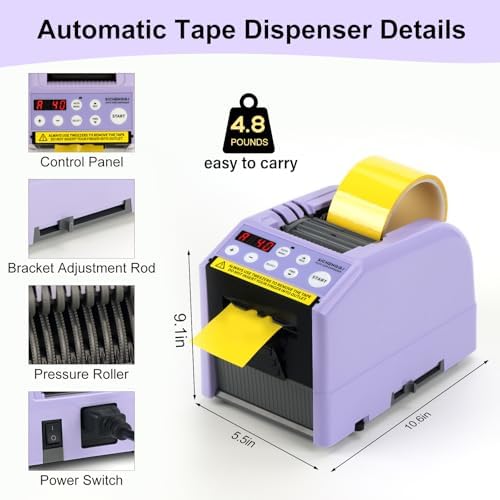 Ceramic Roller Enhanced Ribbon Cutting Machine, Automatic Tape Dispenser, 6-60mm Width, 5-999mm Length, Ideal for Restaurants, Business & Home