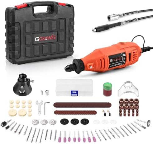 GOXAWEE Mini Rotary Tool Kit with Keyless Chuck & Flex Shaft -140Pcs, Red