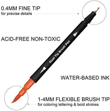 Piochoo Dual Brush Marker Pens for Adult Coloring Books,24pcs Markers