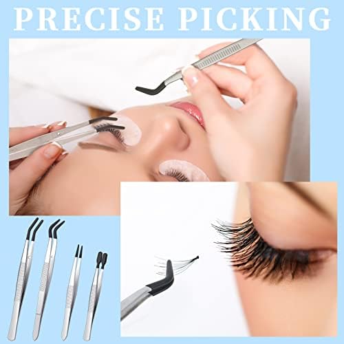 DragonflyDreams 4 Pieces Tweezers with Rubber PVC Coated Set
