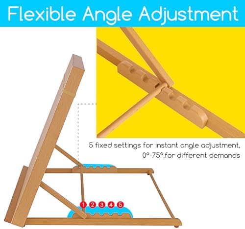 MEEDEN Large Tabletop Drawing Easel: A2 Wooden Sketching Board for Painting | Portable Beech Wood Desktop Art Easel - 5 Position Adjustable Easel with Shoulder Strap for Adult, Artist, Beginner & Student