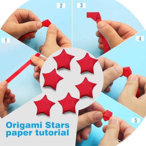FoDau770 Solid Color Star Paper Strips - 360 Sheet, Red