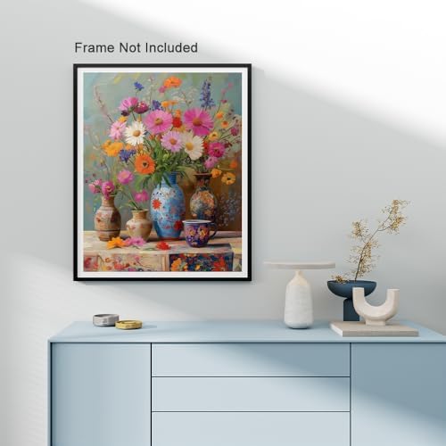 Natuyalo Paint by Numbers Kit for Adults Beginner, Vase on Table Adult Paint by Number Kits on Canvas Without Frame, Flowers Acrylic Paint by Numbers for Home Decor Gift 16x20 inch
