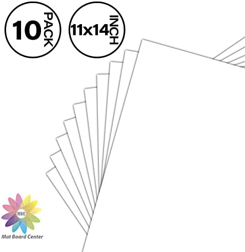 Mat Board Center 11x14 Backing Boards, 10 Pack White Backboards for Frames