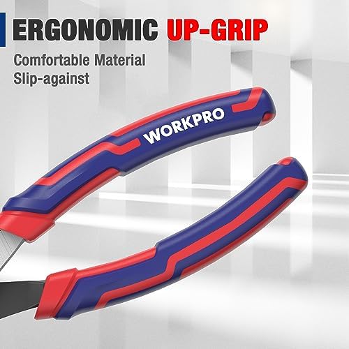 WORKPRO 6” Slip Joint Pliers Tool, Large Soft Grip,Rust Prevention Finish, 3-Zone Serrated Jaw Forged from High Carbon Steel for Maximum Grip (Pack of 2)