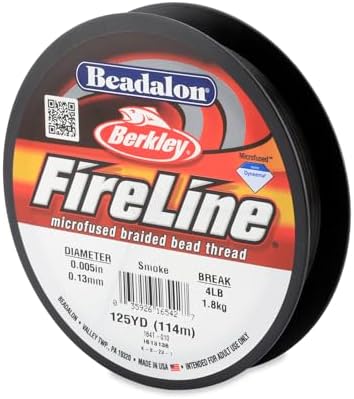 Beadalon FireLine Microfused Braided Beading Cord Thread, Smoke - 4LB/125YD