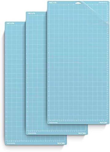 Light Grip Cutting Mat for Cricut Maker 3/Maker/Explore 3/Air 2/Air/One (12x24 inch,3 Mats) Light Adhesive Sticky Blue Quilting Replacement Cut Mats