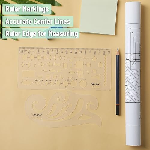 Mr. Pen- Geometric Drawing Template, 2 pcs, French Curve, Plastic Template