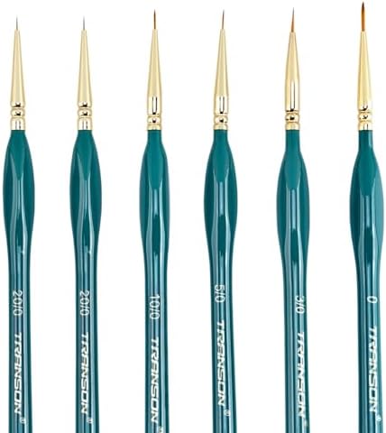 Transon 6Pcs Extra Fine Detail Brushes for Model Miniature Painting and Also Acrylic Watercolor Painting