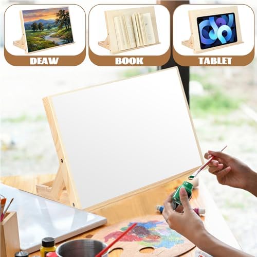 4 Pack Tabletop Wooden Easels for Painting, Adjustable Angle Art Desktop Easel Stand for Crafts, Painting Canvas, Drawing, Books and Artwork Display, 13 x 9 Inch