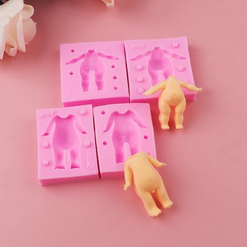 3D Doll Body Leg Arm Face Head Silicone Mold Q Version Dolls Model Fondant Craft Clay Resin Mould DIY Cake Decorating Supplies Baking Tool (3 Pcs Baby Mold)