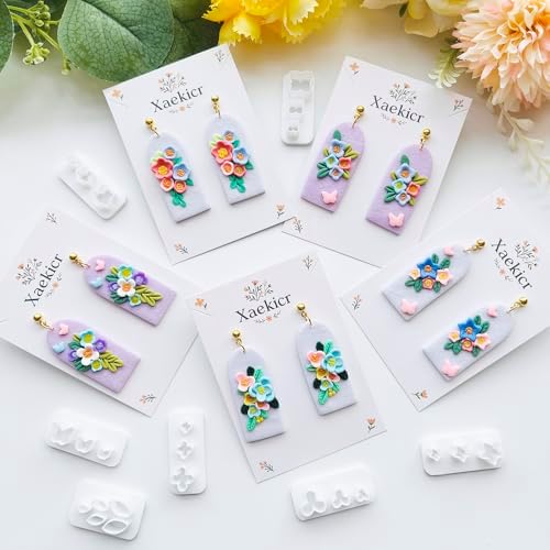 Xaekicr Floral Polymer Clay Cutters Set – Molds and Clay Cutters for Polymer Clay, Decorative Clay Earring Tools