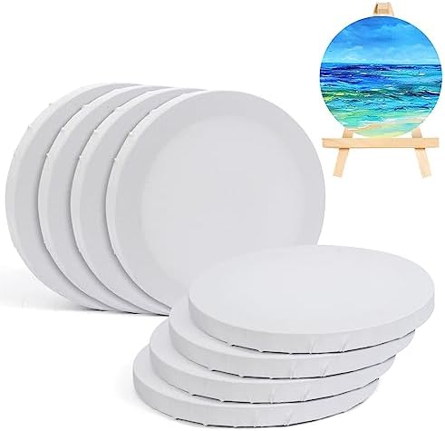 8 Pack Round 8 Inch Painting Canvas Panels