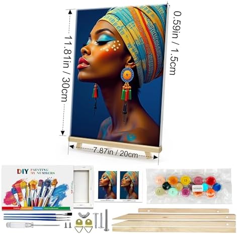 HeeBenor Framed Paint by Numbers Kit for Adults, Black Women, 8x12 Inch