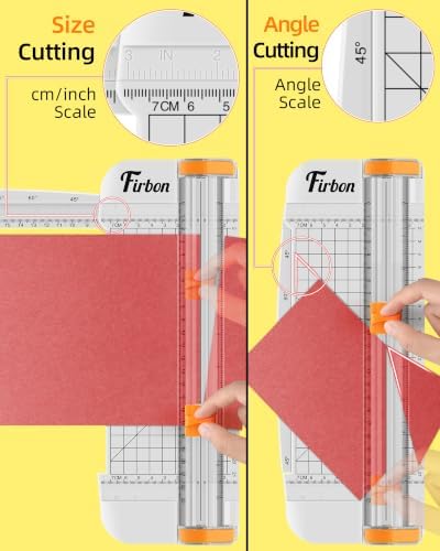 Firbon A5 Paper Cutter, Small Straight Paper Trimmer with Side Ruler | White Compact Design | Cuts Photo, Cardstock, Labels & Coupons | Portable Desktop Slicer | Scrapbooking & Craft Projects