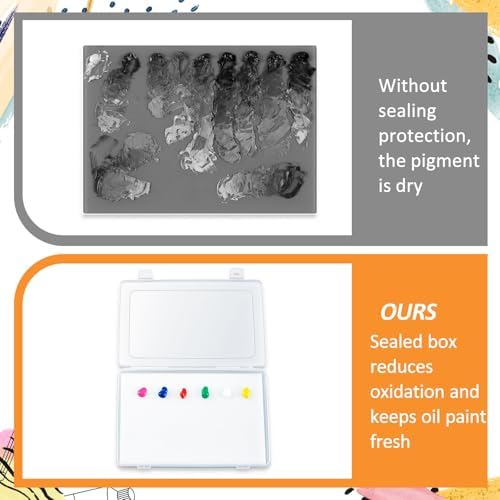 Nuanchu 1 Set Glass Oil Paint Palette, Airtight, 10.24 x 6.8 Inches, Clear | Handy Tempered Glass for Oil Painting, Moisture-proof lid Keep Paint Fresh, Portable Travel Outdoor, Leak-proof Airtight Seal