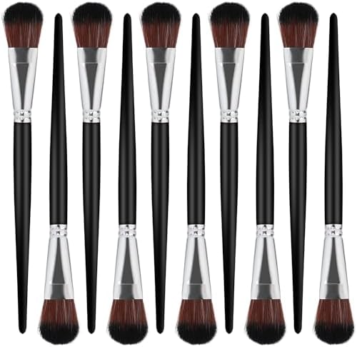 10 PCS Mop Brush for Acrylic Painting, 1 Inch Blending Brush for Acrylic Painting with Short Wooden Handle, Oval Blending Brushes Oil Paint Brushes for Gouache, Acrylic, Watercolor, Face Body, Black