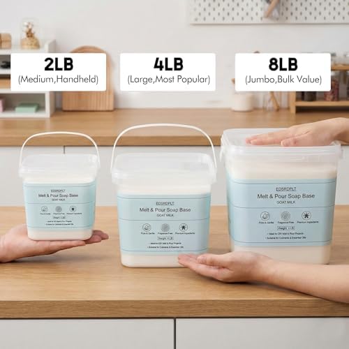 8lb Goat Milk Soap Base in Bucket - Airtight Resealable Lid, Moisture Proof, Premium Glycerin Melt and Pour for DIY Soap Making Supplies (Goat Milk, 8 Pound)