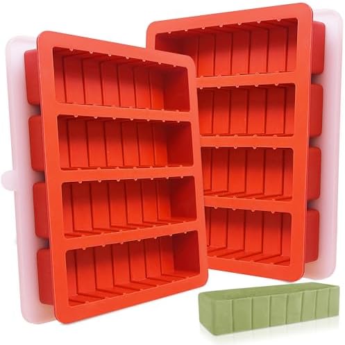 2Pcs Silicone Butter Tray with Lid, Non-Stick Silicone Butter Mold with Lid for Making Butter, Standard Butter Mold Size for Homemade Butter (Large with Scale Markings(Lid))