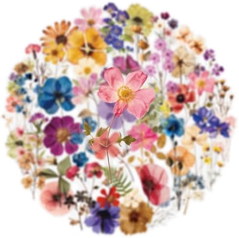 Transparent Flora Scrapbook Stickers Aesthetic Flowers Stickers(50)