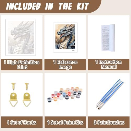 XTCIXAL Paint by Numbers Kit for Adults, Dragon, 16X20 Inch