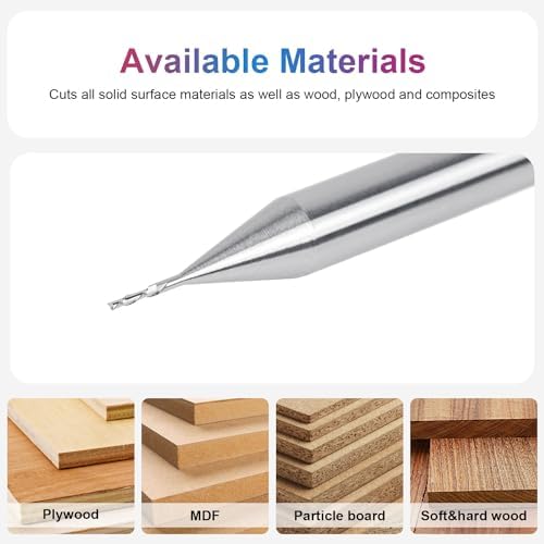SpeTool 1/32 Inch Downcut Inlay Router Bit with 1/4 Inch Shank Carbide CNC Router Bit End Mill Woodworking Slot Carving Engraving Tool