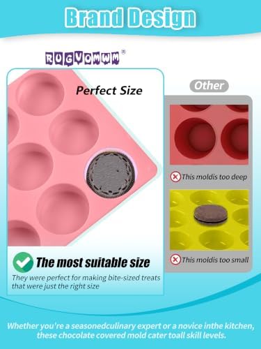 2 PCS Round Chocolate Cookie Molds, 12-Cavity Cylinder Silicone Mold, Perfect for Chocolate Covered, Cake, Candy, Pudding, Mini Cakes Jelly Baking -Blue&Pink