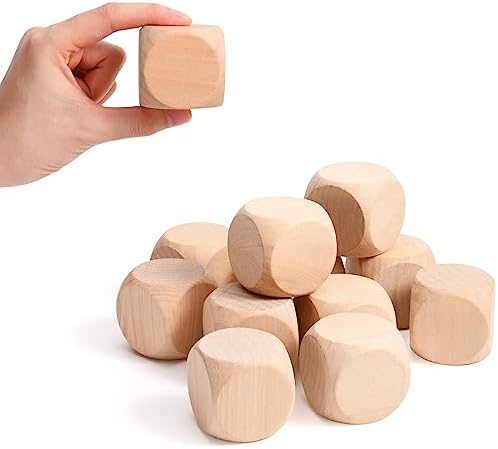 Blank Wood Dice 1-1/2 inch 40PCS Unfinished Square Blocks 40mm Small Wooden Cubes with Rounded Corners for DIY Craft Projects