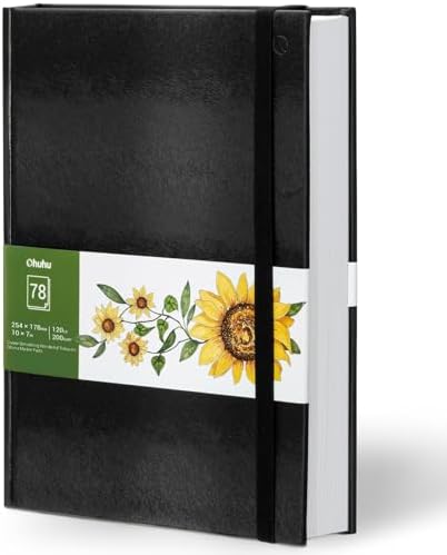 Ohuhu 7"x10" Marker Paper Pad Art Sketchbook for Drawing and Sketching | Large Sketch Book - 120 LB/200 GSM Smooth Drawing Paper - 78 Sheets/156 Pages - PU Hardcover Sketch Pad for Alcohol Markers