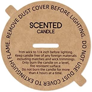 CandMak Candle Dust Covers, 160pcs Printed Kraft Card Candle Dust Lid with Pull Tab for Candle Making (2.125")