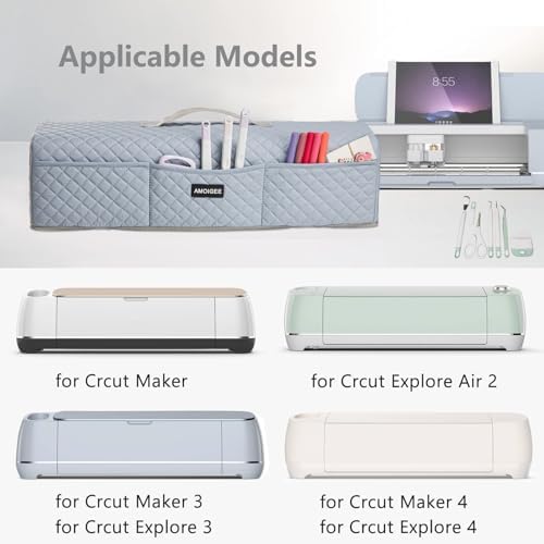 AMOIGEE Padded Dust Cover for Criicut Maker 4, Maker 3, Maker, Explore 4, Explore 3, Explore Air 2, Protective Machine Cover with Handle, Storage Pockets for Craft Accessories and Suppliers