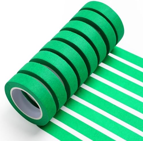 UMETDO 8PCS Colored Masking Tape - Green Painters Tape, Tape for Kids Art Supplies, Great for Crafts, Labeling, DIY Decorative, 1/2 Inch Colored Tape Rolls- Tiny Size