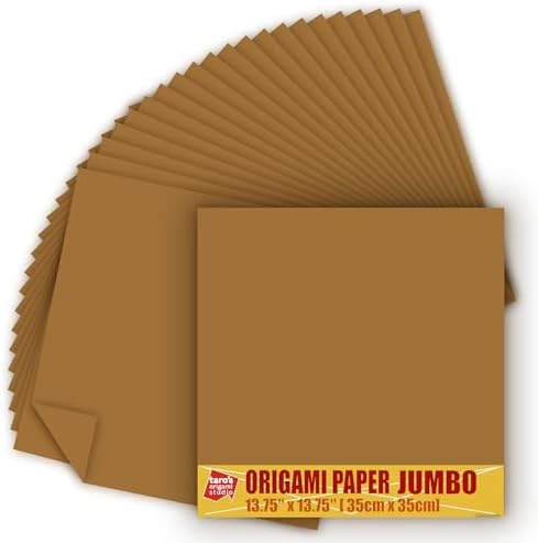 [Taro's Origami Studio] TANT Jumbo 13.75 Inch (35 cm) Double Sided Single Color (Brown) 20 Sheets (All Same Color) for Beginner to Expert (Made in Japan)