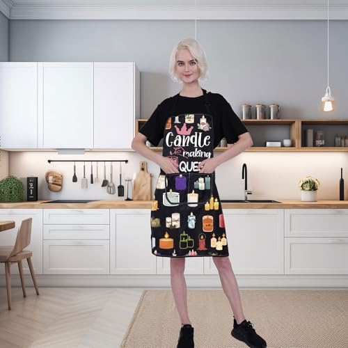FUSTMW Candle Making Apron Candle Making Queen Gifts for Candle Makers DIY Kitchen Baking Chef Grill Apron with Pockets