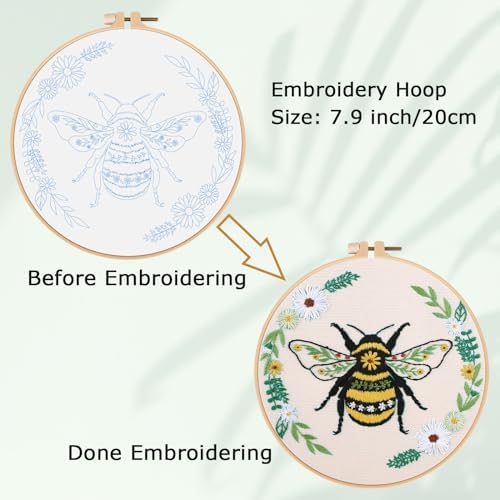 Louise Maelys Bee Embroidery Kit for Beginners Cross Stitch Kit for Adults