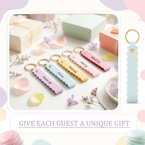 Scalloped PU Leather Keychain Blanks Laser Engraving