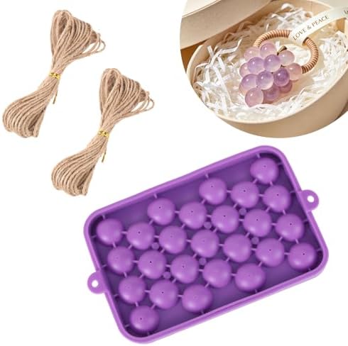 DIY Silicone Grape Soap Mold with 2 Hemp Ropes, Reusable Handmade Grape Shape Soap Mold Kit for Crafting Homemade Making Supplies Creative Gift Idea for Adults & Beginners (Purple)