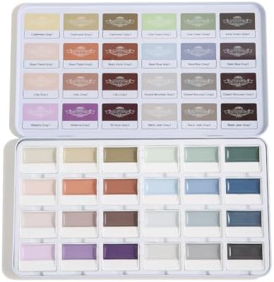 Watercolor Paint Set, 24 Color Opaque Semi-Solid, Muted Gray Tone
