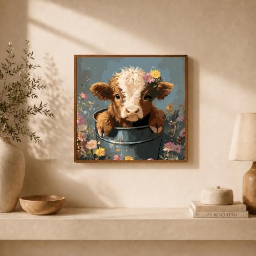 TELMOXA Highland Cow Paint by Numbers Kit for Adults, 16x16 in