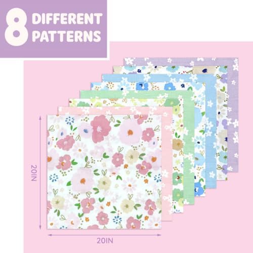 Aubliss 8pcs Fat Quarter Fabric Bundles (100% Cotton - 20'' x 20'')