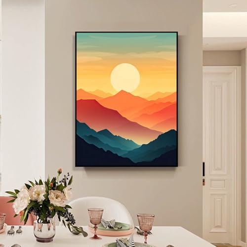 Amaieuin Sunrise Paint by Number Adult,Paint by Numbers Adults with Frame Easel,Adult Paint by Numbers for Home Wall Art Decor 12x8in