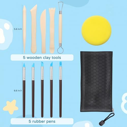 ZEHIQ White Air Dry Clay 2.2 lbs with 25pcs Pottery Sculpting Tools Set | Natural Modeling Clay, Pottery Wheel & Hand Building, DIY Craft Projects, Perfect for Beginners and Professional artists