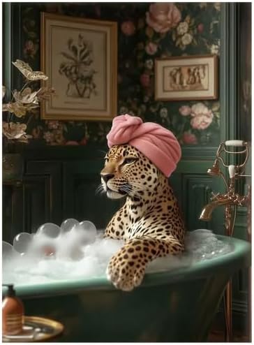 Bathtub Cheetah Diamond Art Kits for Adults Diamond Painting Kit for Adults