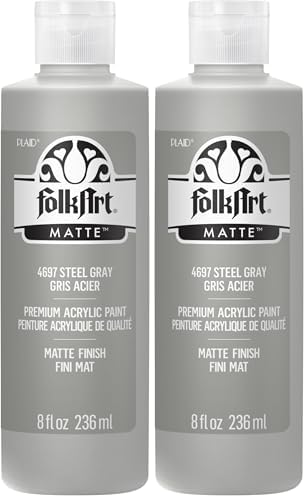 FolkArt Acrylic Paint in Assorted Colors (8 oz), Steel Gray (Pack of 2)