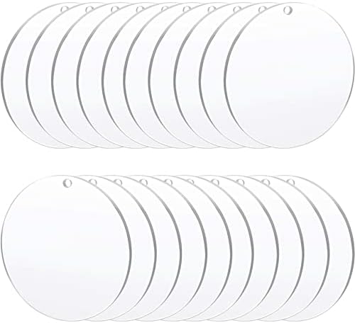 Acrylic Clear Ornament Circle Blanks, 3.5" Transparent Round Disc | 50 Pieces DIY Crafts, Christmas Tags Signs 1/16" Thick