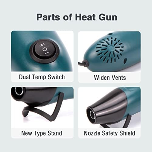 SmileTools Mini Heat Gun, Electrical Phone Repair Heat Tool | for DIY Craft Embossing, Paint Drying, Candle Making, Epoxy Resin, Shrink Wrap Hot Air Gun with Silicone Brush (x2)