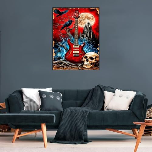Diamond Art Kits for Adults ,Gothic castle Guitar Diamond Painting Kits