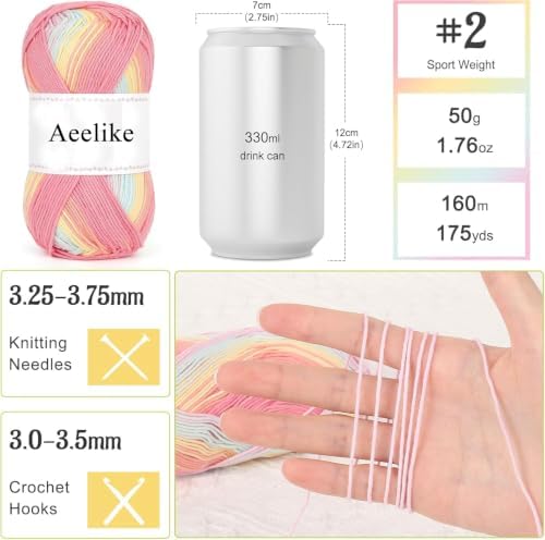 Aeelike Crochet Kit for Adults,Women Crochet Coverup,Ombre Pink Cotton Yarn
